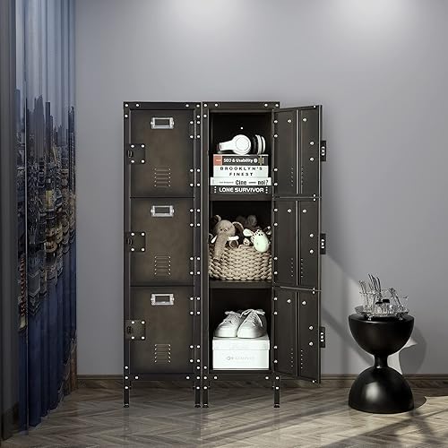 Vista 268 de Taquillas de metal para empleados, armario de almacenamiento de acero con 5 puertas para el hogar, oficina, escuela, gimnasio (blanco)