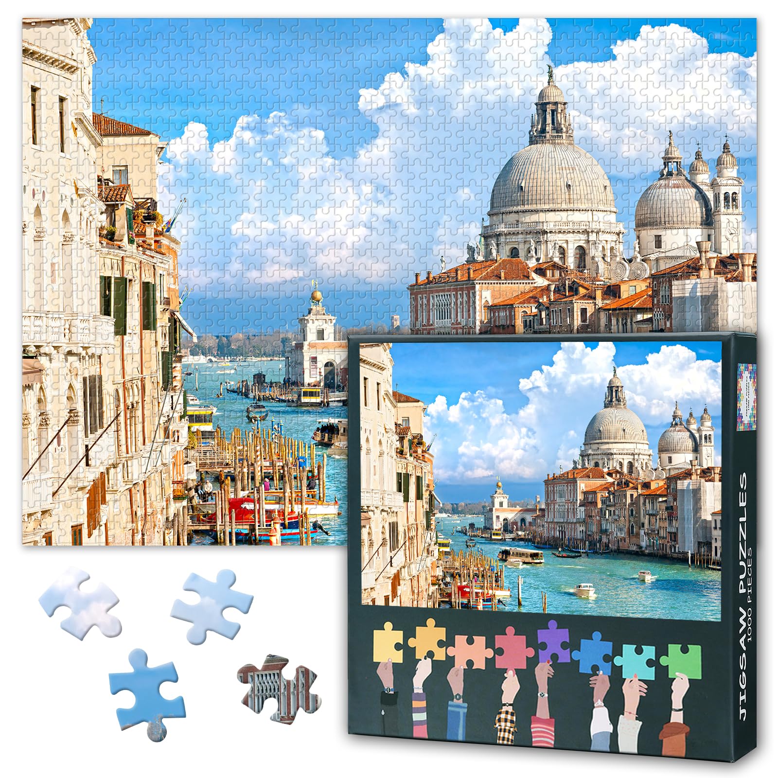 Venice Puzzles for Adults 1000 Pieces, Grand Canal Jigsaw Puzzles, Basilica of Santa Maria Della Sa Adult Puzzle for Adults, Educational Fun Games or Toys for Elders Friends 20X27 INCH