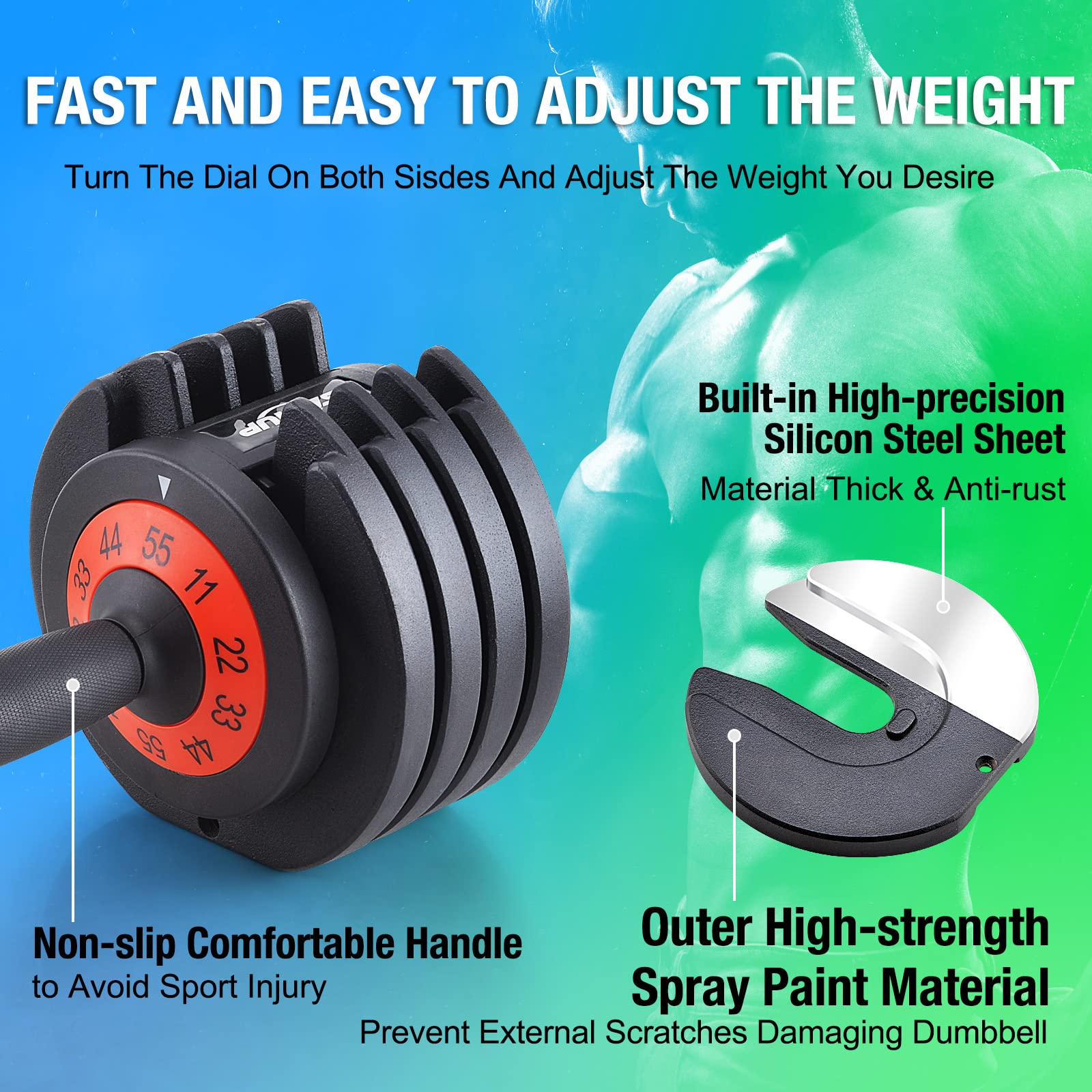 Fiar Lot D'haltères Réglables - Une Paire D'haltères De 1,8 Kg, 2,7 Kg