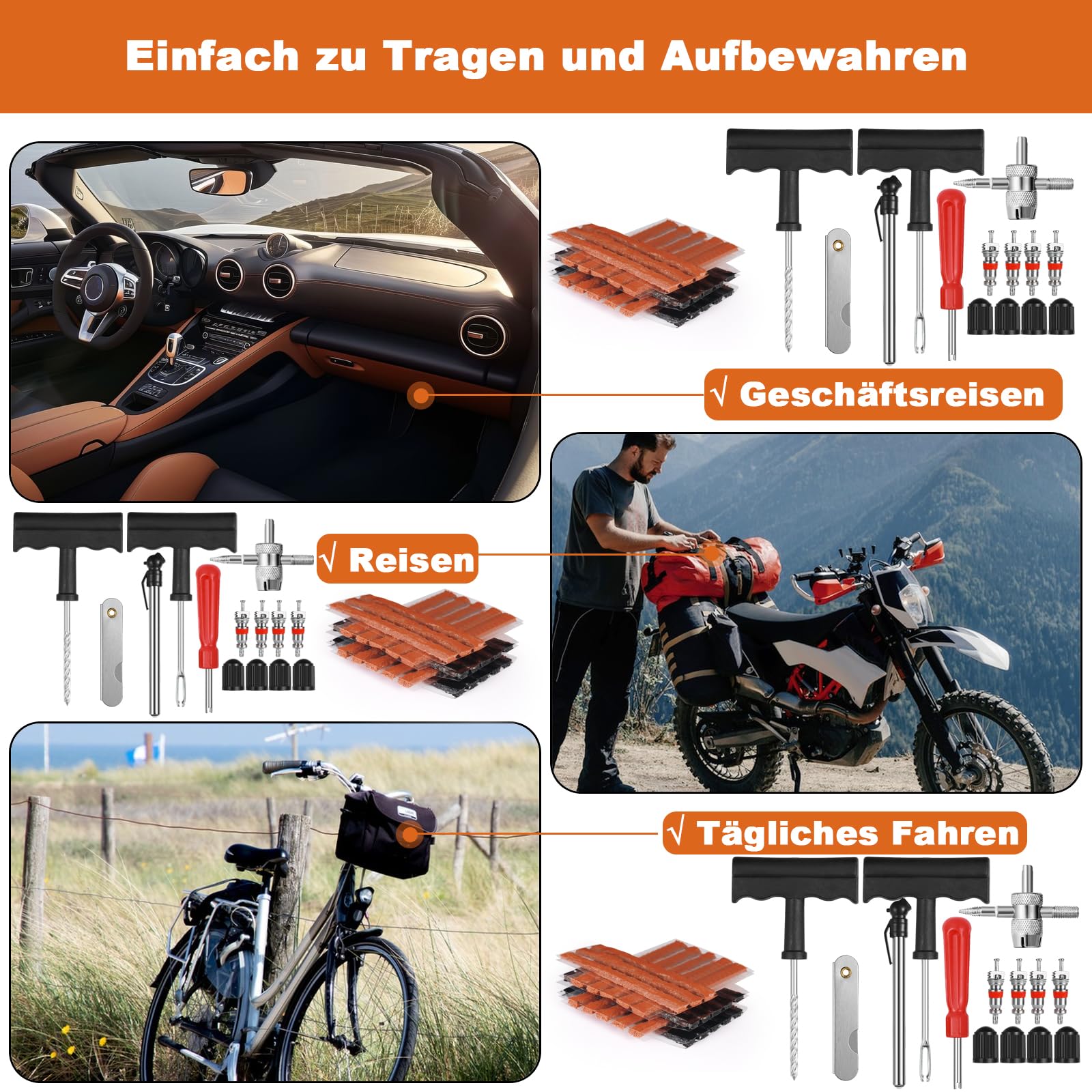 Kit Riparazione Pneumatici 10 Viti Con Mastice - Per Auto, Moto, Bici, Camion, Riparazione Sottovuoto - Foto 7