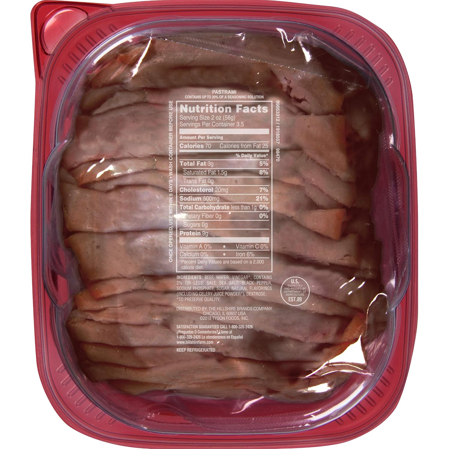Hillshire Farm Ultra Thin Sliced Deli Meat, Pastrami, 7 oz