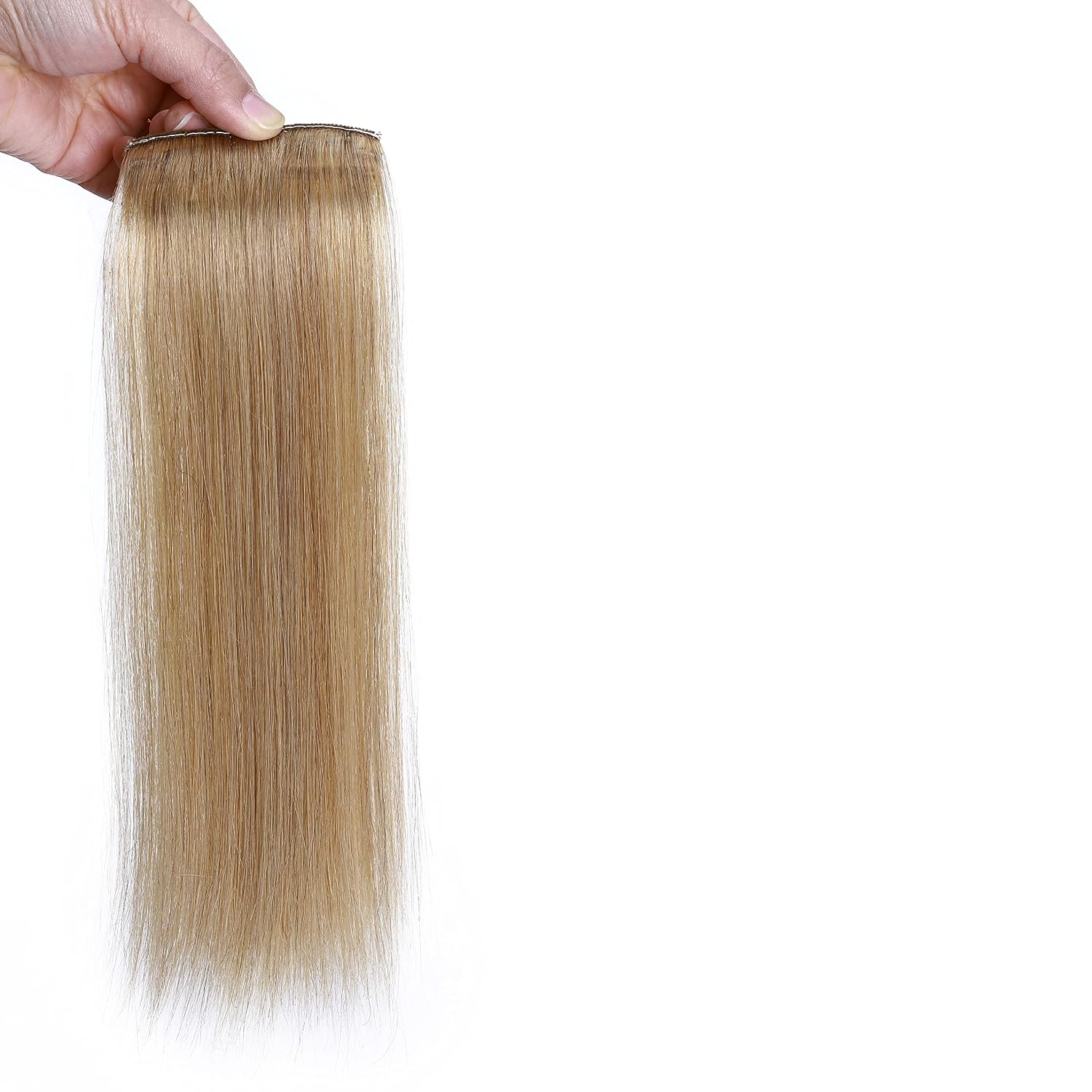 Hairro Clip in Mini Human Hair Extensions for Men and Women Adding Volume Dark Blonde 12 Inch Seamless Highlight Clip in Wiglet Hair Filler Long Straight Hairpieces #27