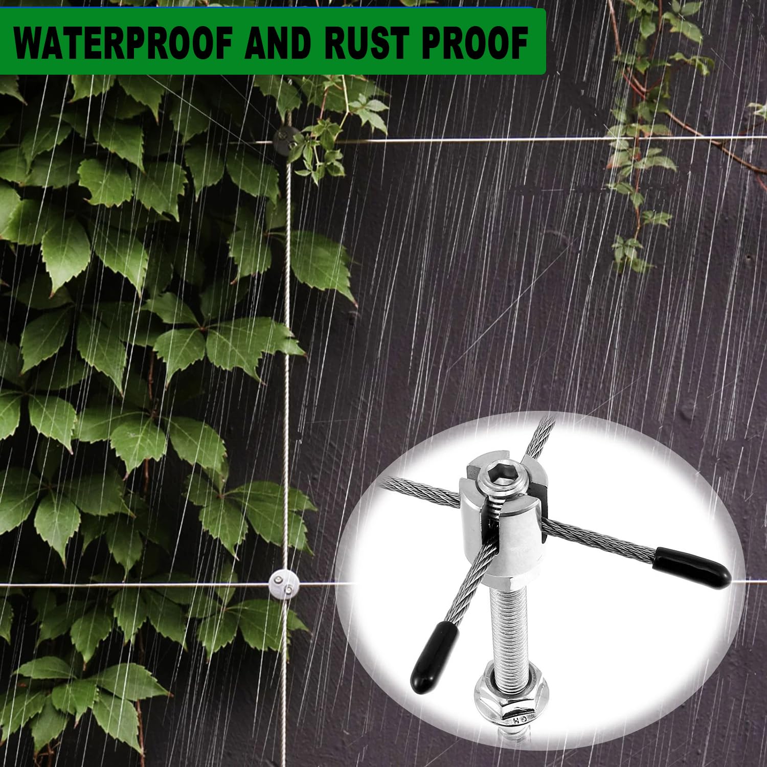 NEWFUN Supporto Per Piante Rampicanti In Acciaio Inox,Sistema Professionale Completo,Include Staffe Da Parete e Cavo Acciaio 3mm Stativi Per Piante Rampicanti,Adatto Per Rose, Uva e Pomodori