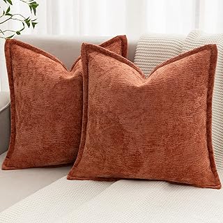 Burnt Orange Fall Decorative Throw Pillow Covers 18x18 Inch Set of 2 Coz...