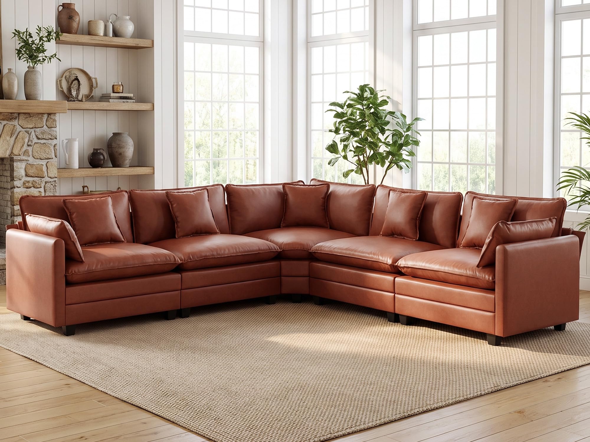 113 inch V Shaped Cloud Sectional Sofa Oversized Modular