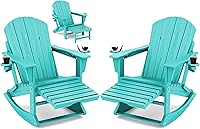 Vista 26 de KINGYES Silla Adirondack con reposapiés retráctil y portavasos, silla reclinable de Adirondack de HDPE para porche, patio, balcón, gris plomizo