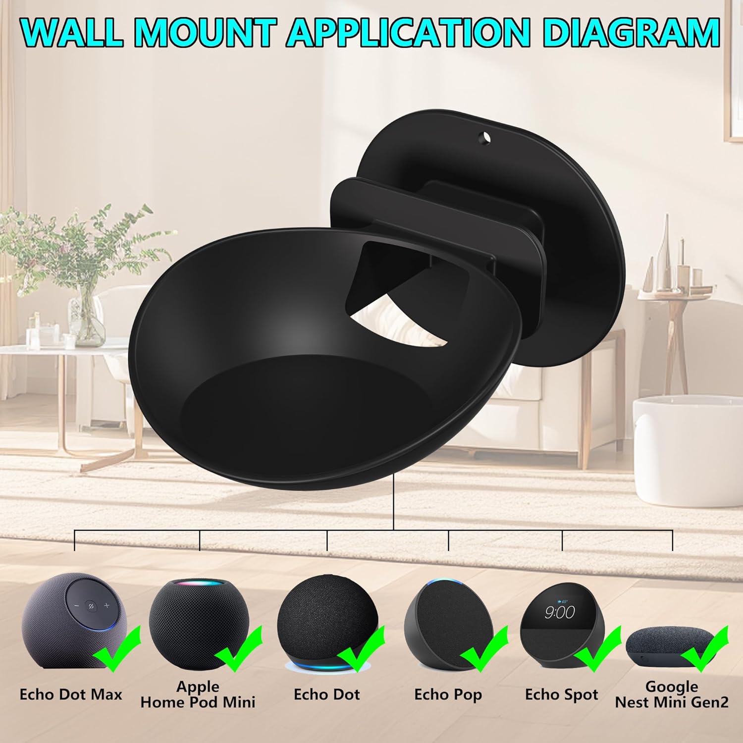 Wall mount holder for Echo Dot Max, For standing speaker. Compatible with Dot Max （2025 New） Speaker Stand Metal Holder Accessory Rack (Black, 1PCS)
