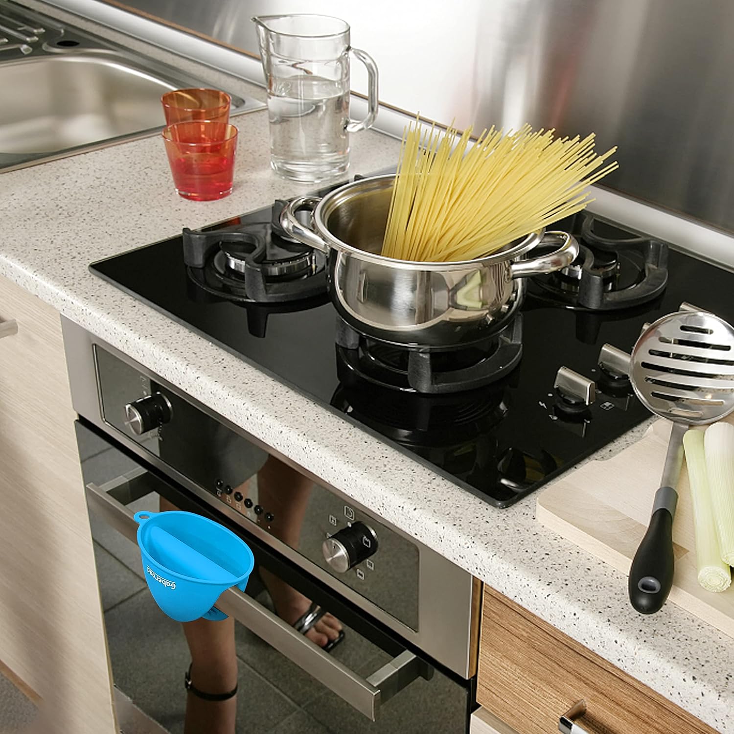 Thickened Mini Silicone Oven Mitts Heat Resistant, Rubber Oven Mitt Gloves, Finger Pinch Grips, Pot Holder, Silicone Potholder for Kitchen Cooking & Baking 1 Pair, Blue - Image 5