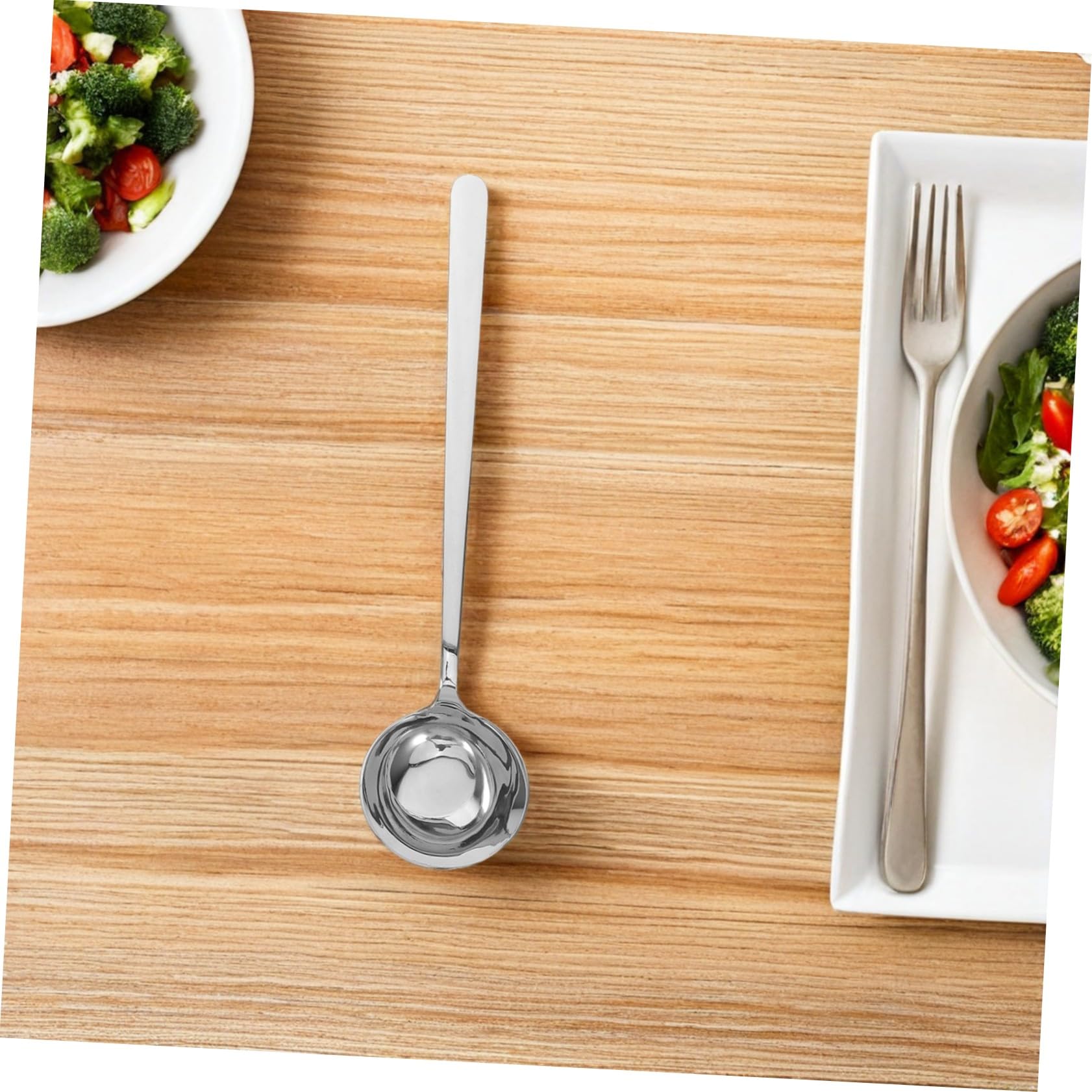 ABOOFAN 8 Piezas Mango largo con cuchara redonda de oblicuo con cuchara cucharones de acero inoxidable para cocinar cucharones para servir cucharón acero inoxidable 316 Plata