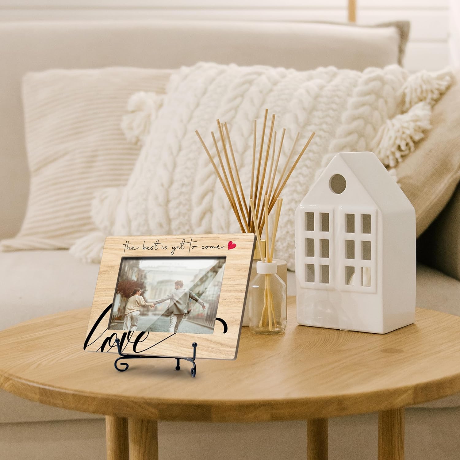 Best Is Yet To Come Love Picture Frame, 4X6 Wooden Photo Frame With Iron Stand, Wedding & Engagement Gifts