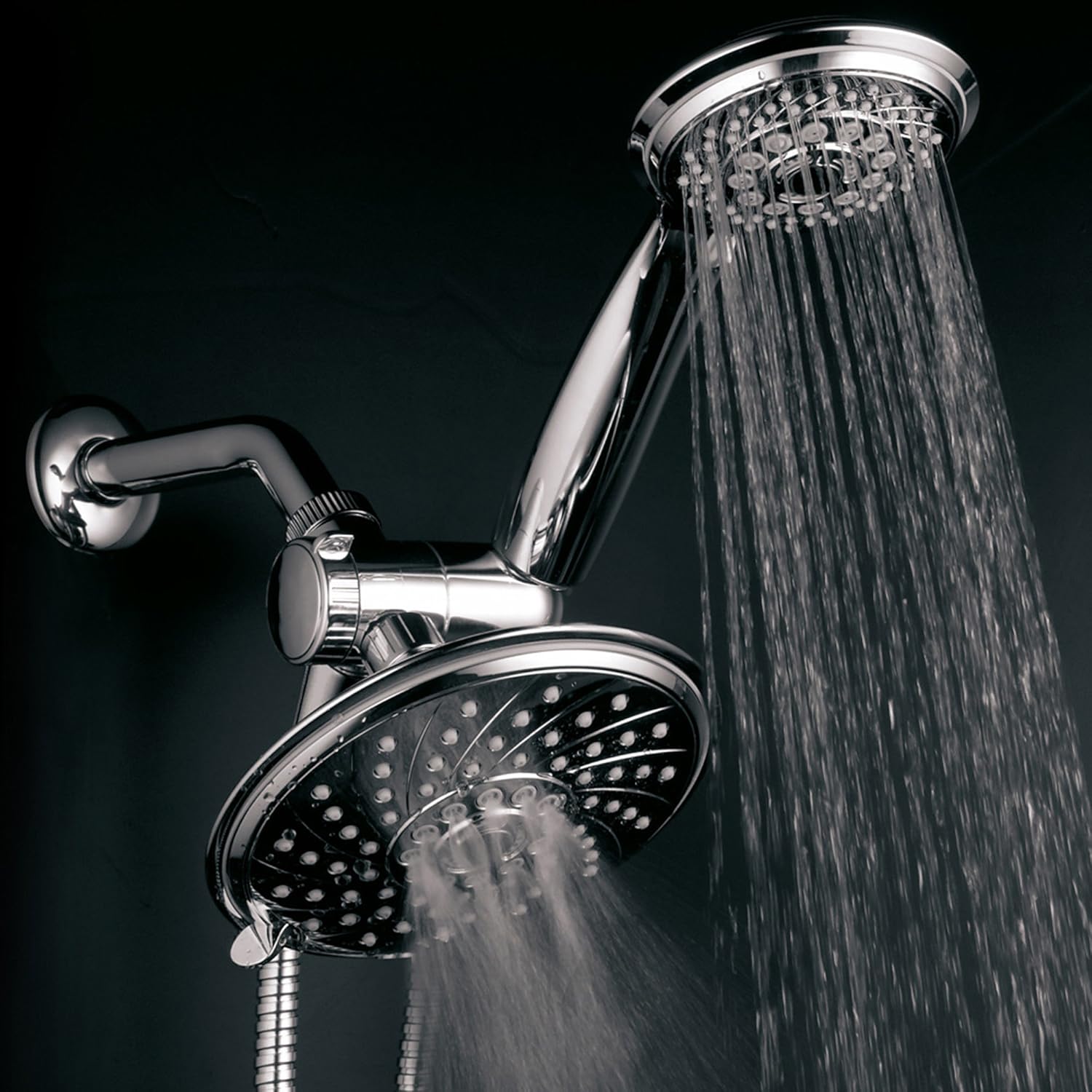 HotelSpa Handheld Shower & 6" Rain Showerhead Combo - High Pressure 30 Function Dual 2 in 1 Shower Head System with Stainless Steel Hose, Patented 3-way Water Diverter, All-Chrome Finish Top USA Brand