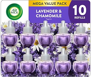 Air Wick Lavender & Chamomile Scented Oil Refills 10ct Pack - Essential Oils Plug-In Air Freshener, Up to 600 Days Fragrance