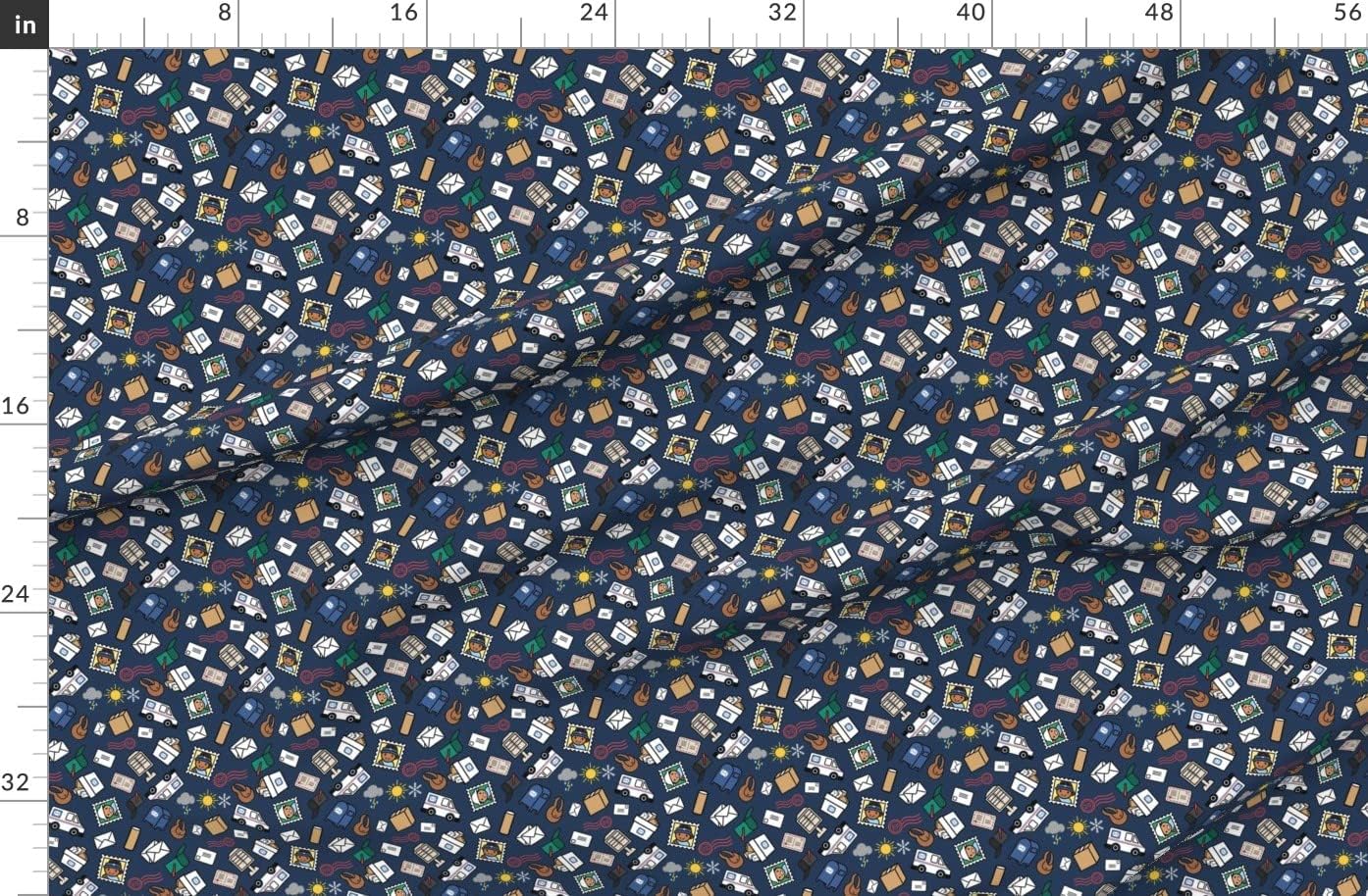 Spoonflower Fabric - Letters Mailbox Snal Mail Carrier Printed on Organic Cotton Sateen Fabric by The Yard - Sewing Quilting Apparel Home Decor