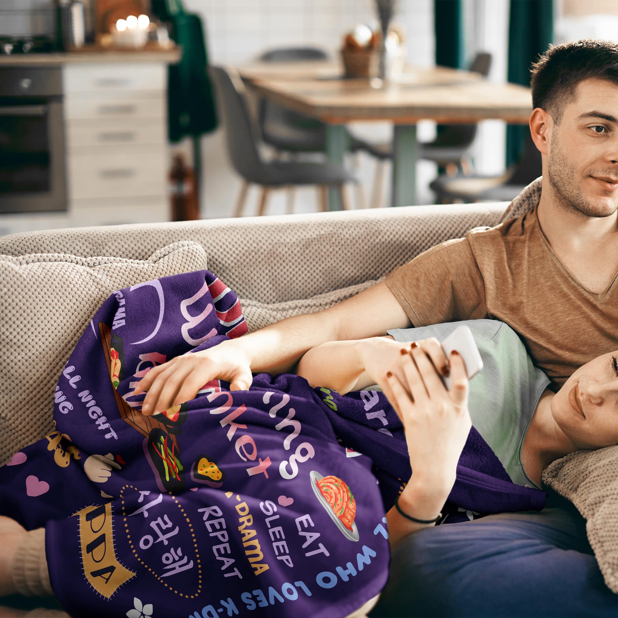 Korean Drama Gifts, K-Drama Blanket, Kpop Gifts, K Drama Gifts for Women - Purple - 50"X60"