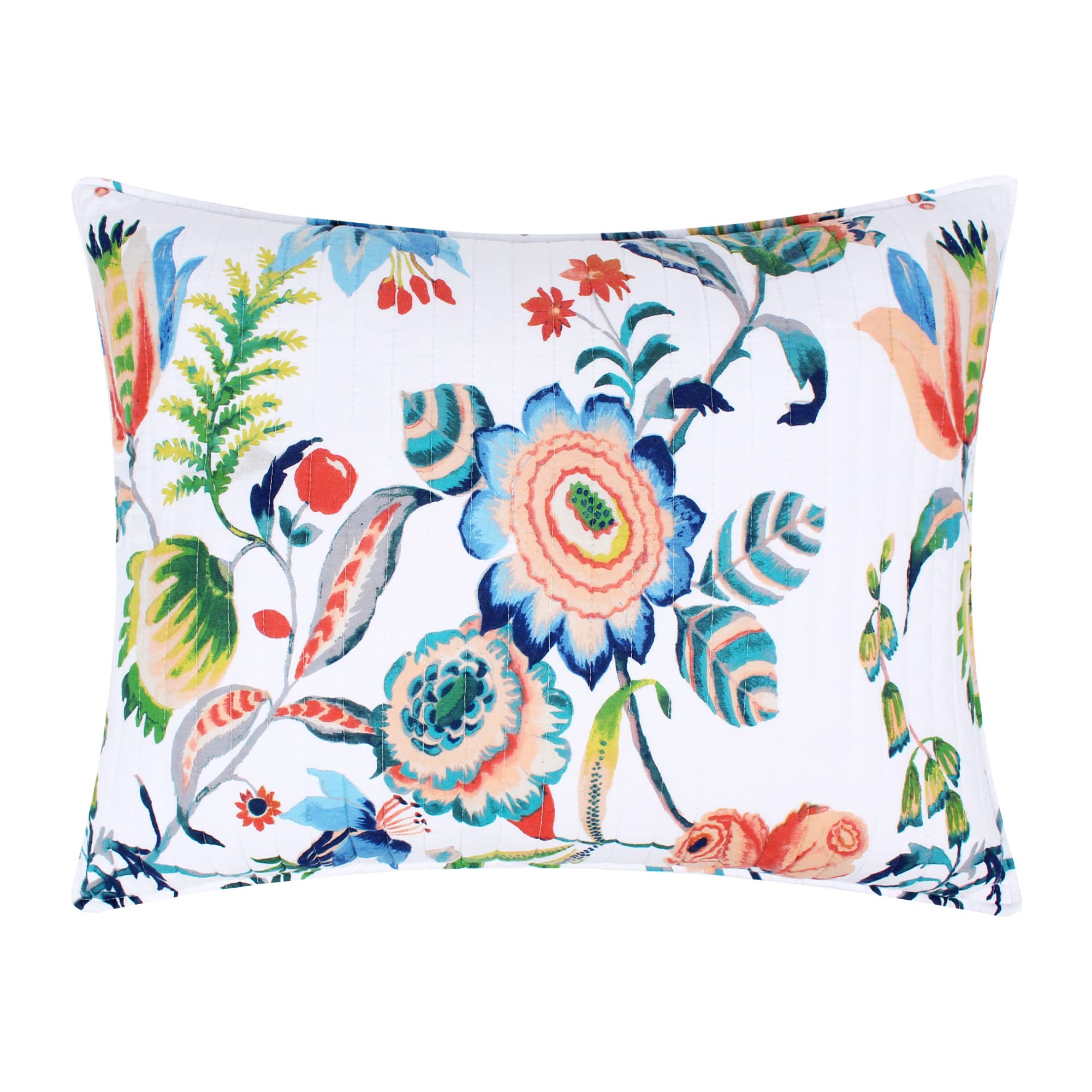 Levtex Home - Ophelia Spa Quilt Set - Trapunta Full/Queen e due federe standard - Floreale - Spa Grigio Crema Ocra - Trapunta (223,5 x 233,7 cm) e federe (50,8 x 66