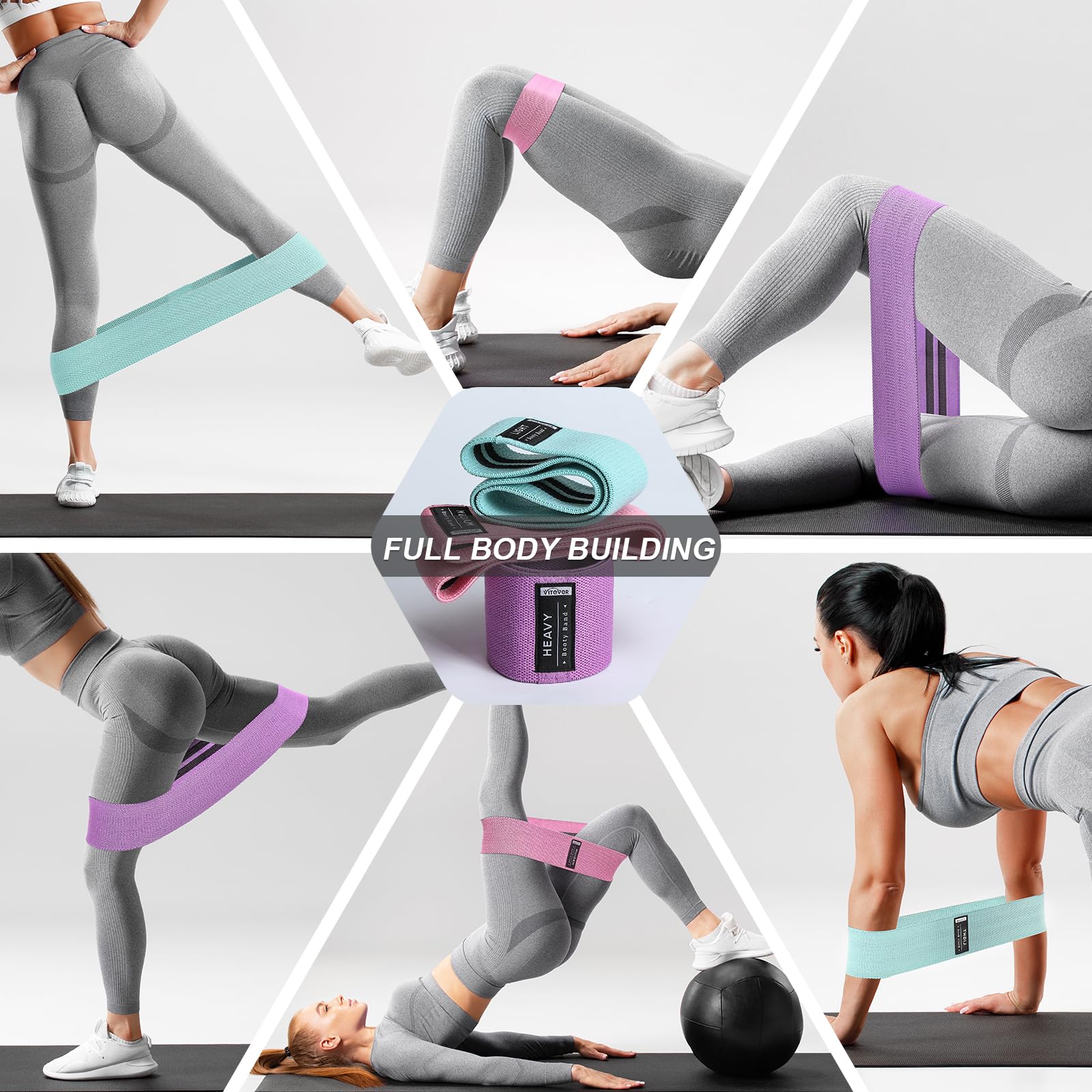 Juego de bandas de 3 niveles, bandas de resistencia para entrenamiento, bandas de ejercicio para piernas y glúteos de mujer, bandas elásticas para pilates, juego de iniciación de yoga