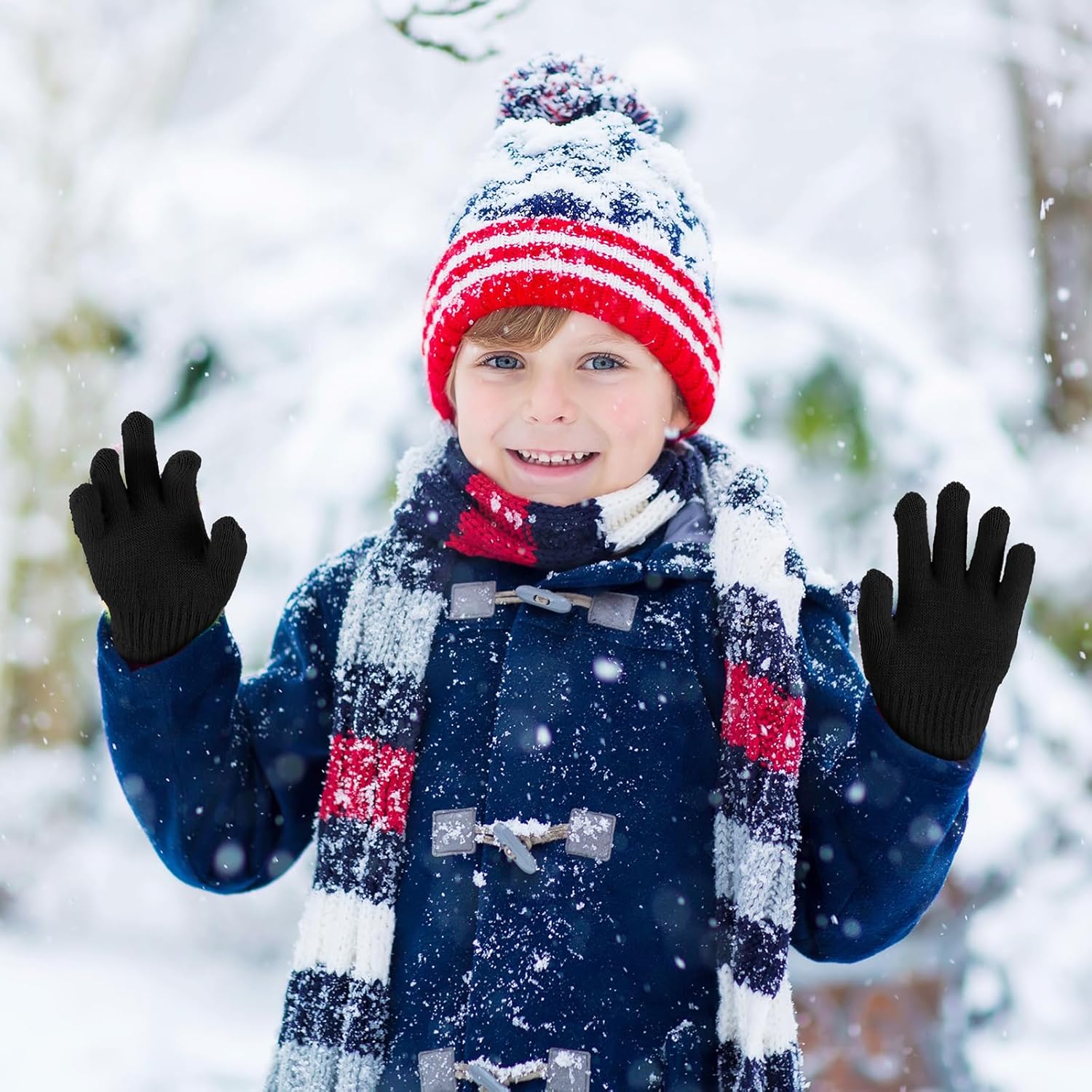 Neer 24 Pairs Kid's Gloves Winter Warm Stretchy Knitted Gloves Bulk Winter Finger Mittens for Boys Girls 7-12 Years - Image 7