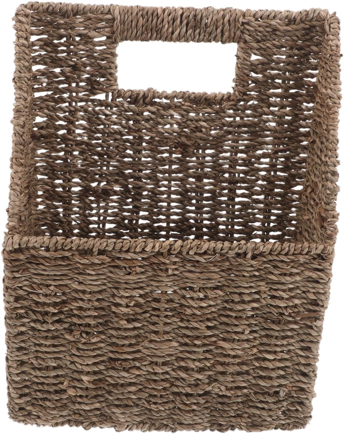 Garneck Handwoven Seagrass Hanging Magazine Holder with Slanted Opening, Small Woven Book and Mail Organizer Basket for Office, Living Room, Dorm Room Storage