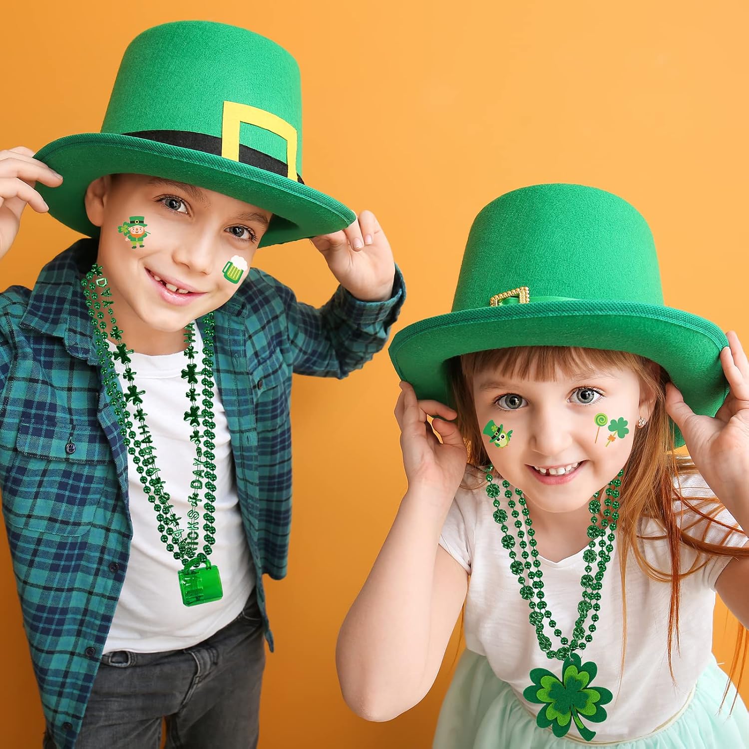 Winlyn Bulk,Novelty Jewelry Assortment Green Shamrock Beads Necklaces Tattoo Party Favor Supplies for St. Patrick's Day Irish Party Accessories Decor