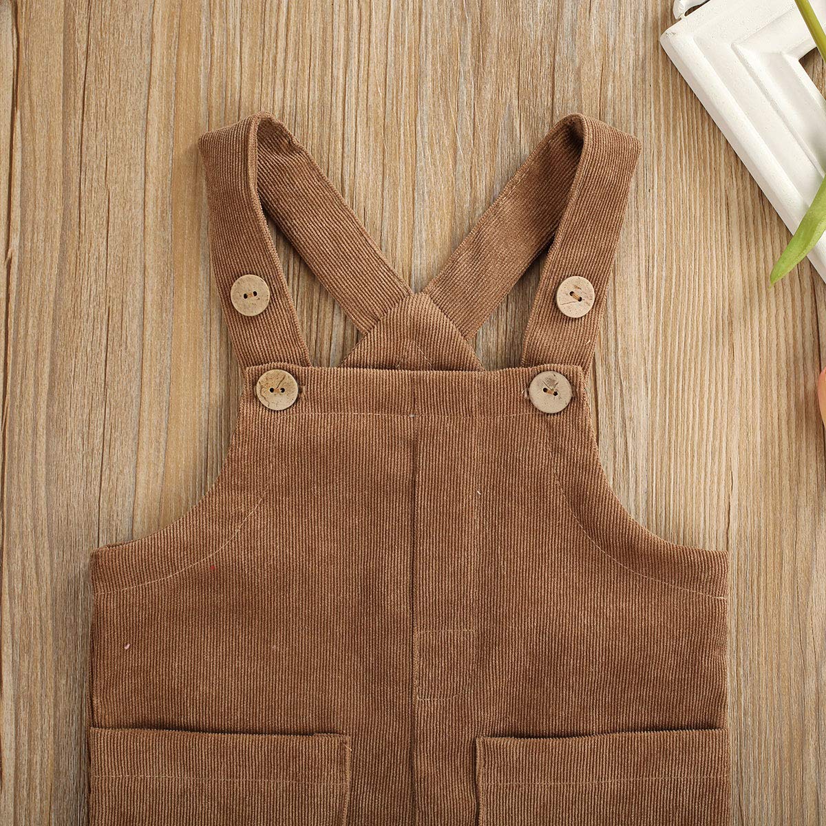 Unisex Clothes Toddler Baby Girl Boy Solid Romper Overalls One Piece Bodysuit Suspender Jumpsuit Bib Pants Velvet Outfit B-Khaki
