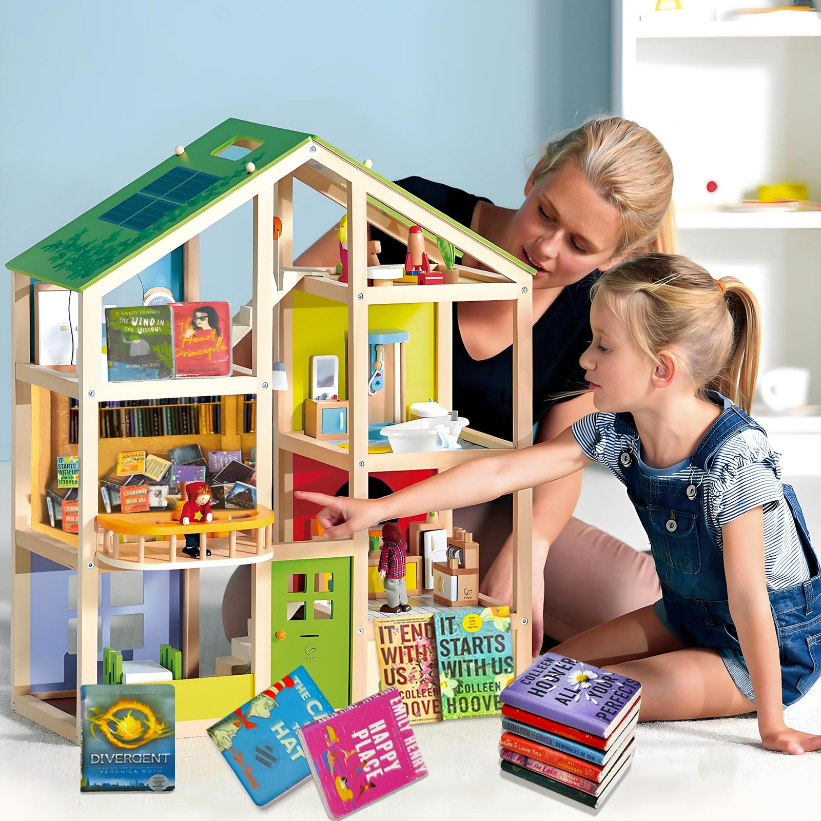 16 stuks miniaturen poppenhuis boeken, 1:12 mini-boeken decoratie met stickers meerkleurig voor poppenhuis, werkkamer, slaapkamer, bibliotheek