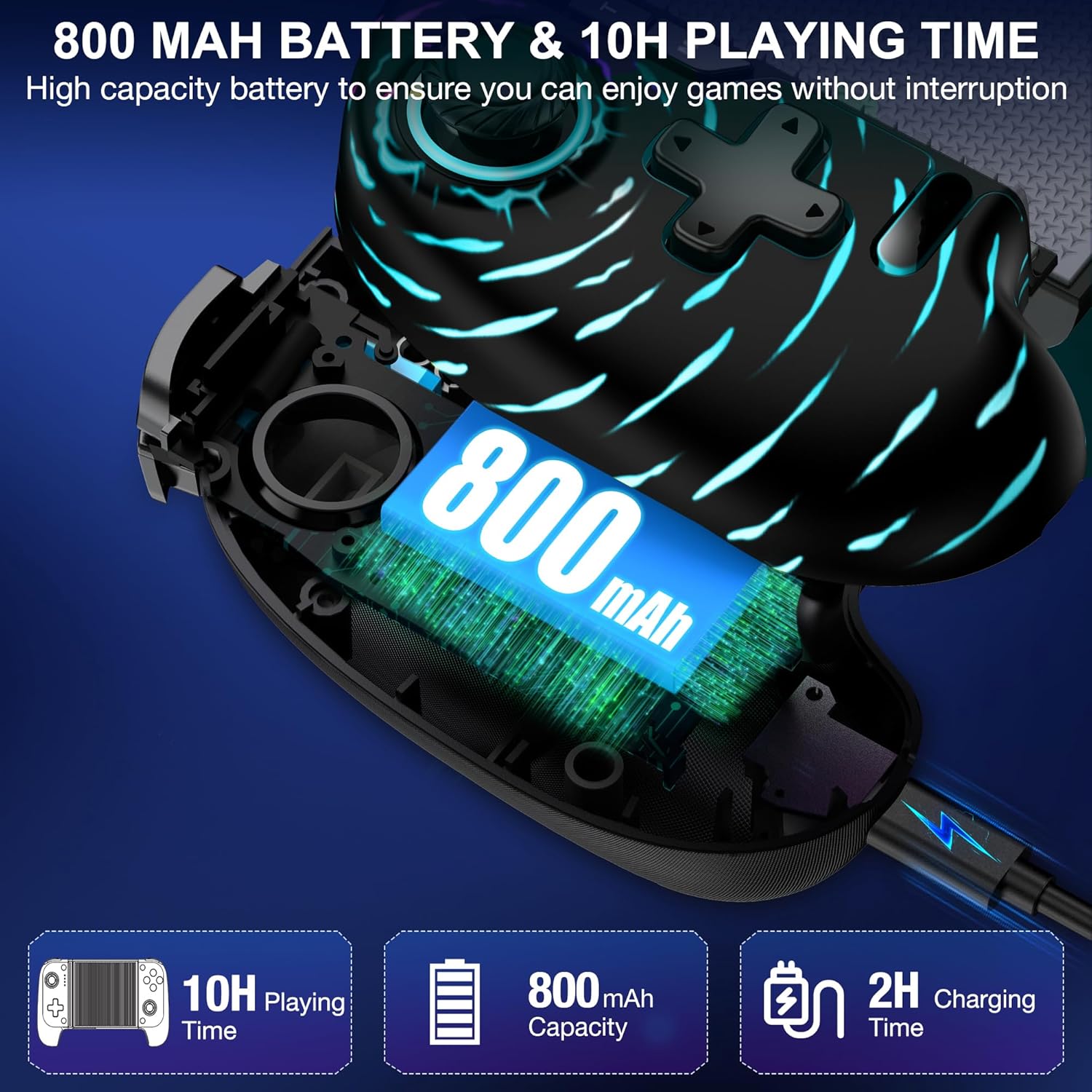 Mobile Game Controller for iPhone/Android with Hall Joystick, Wireless Phone Controller with Phone Case Support, Compatible with Xbox Game Pass, Steam Link, Call of Duty, Minecraft, Roblox