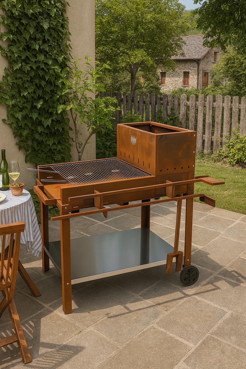 BARBECUE A LEGNA FLIPPER 45X50 CORTEN DA ESTERNO