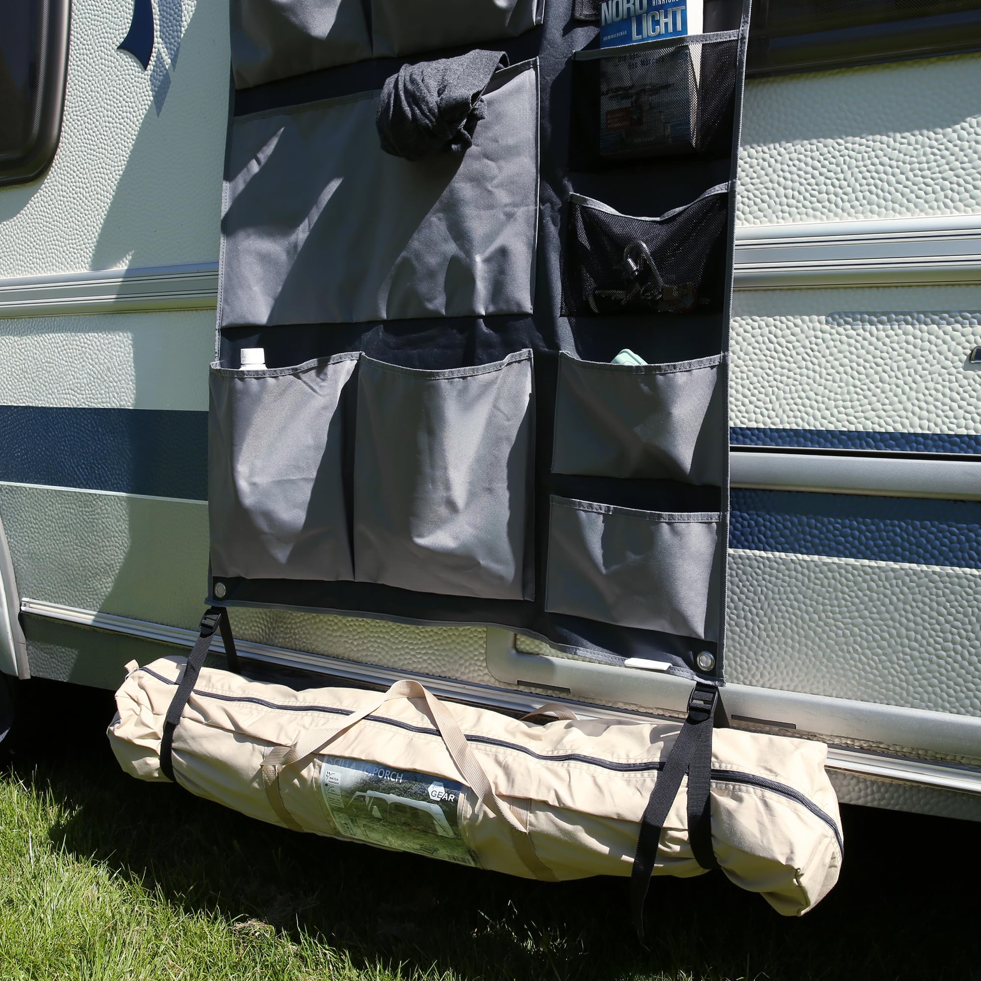 your GEAR Caravan Organizer Tablet – Mensola sospesa per tenda, tenda, roulotte, 140 x 85 cm, 12 scomparti
