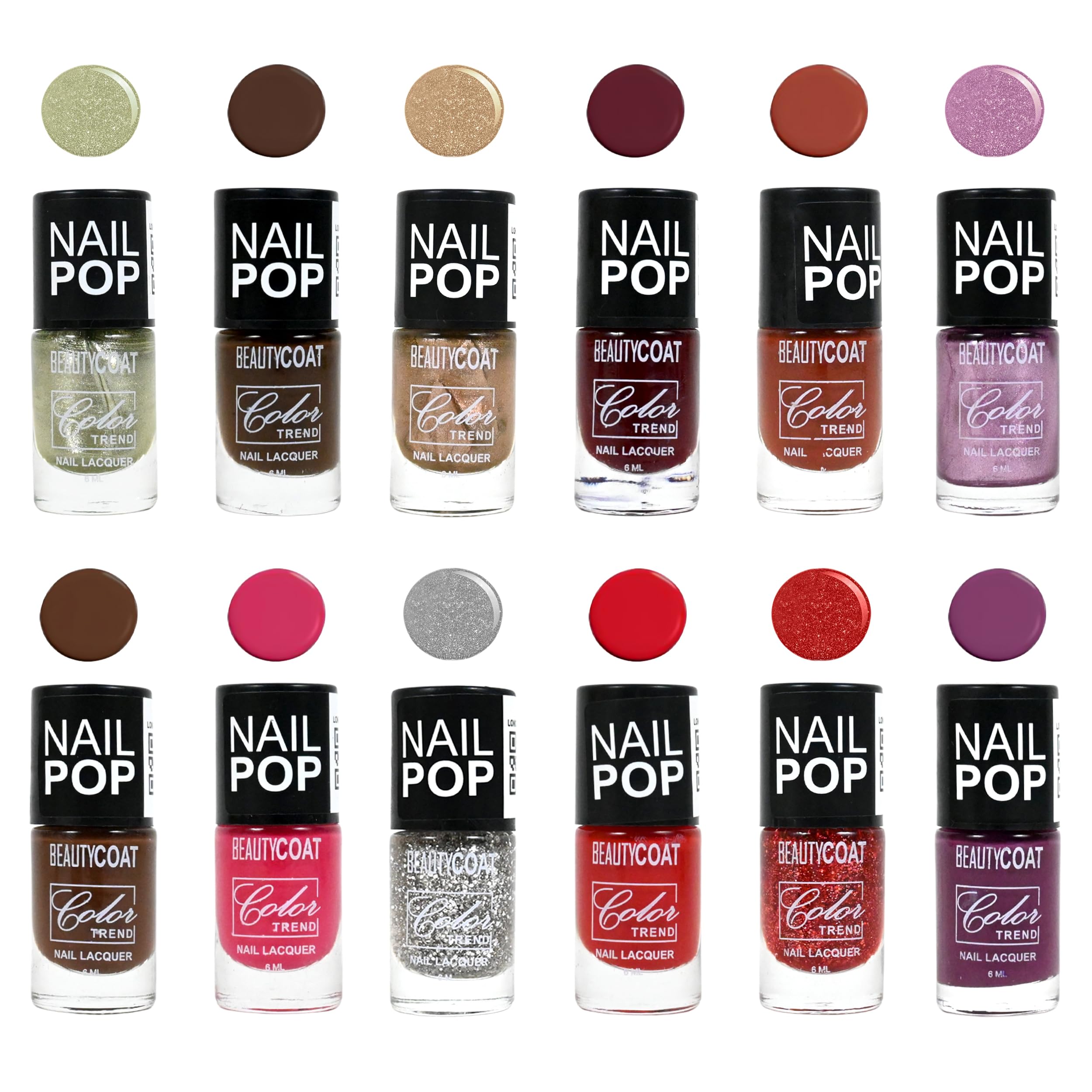 Nail Pop Nail Polish Set – 12 Trendy Glitter & Matte Colours, Chip-Resistant & Glossy-image-31