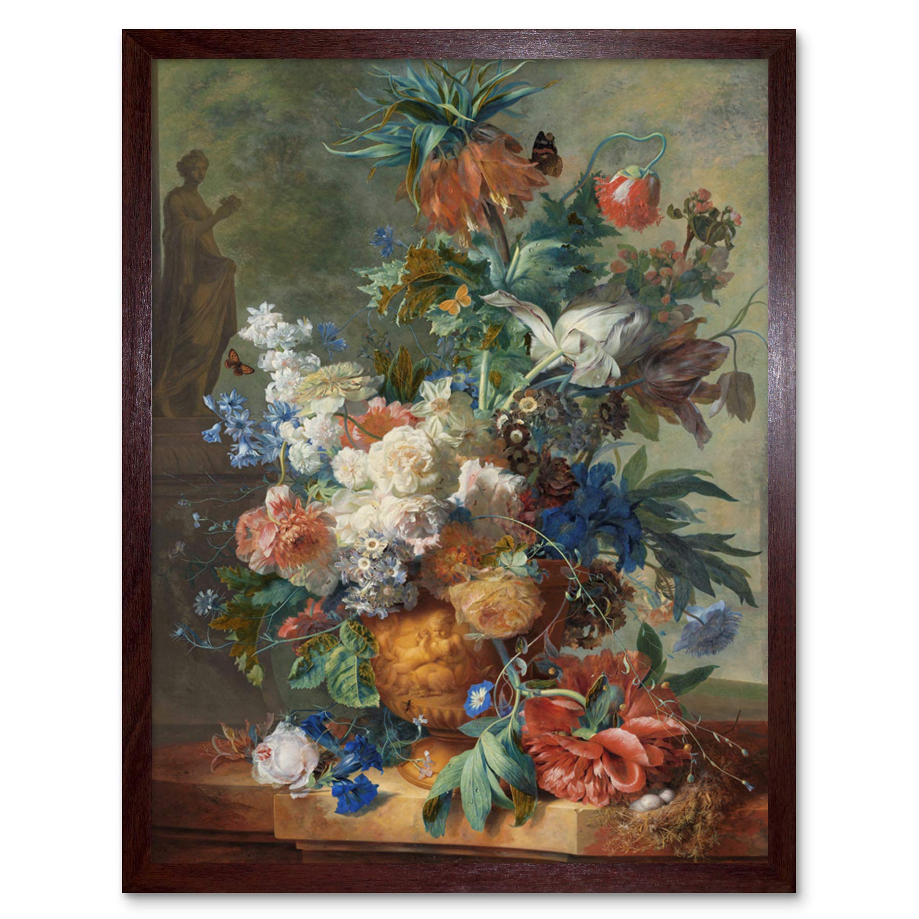 Artery8 Jan Van Huysum Still Life With Flowers Painting Art Print Framed Poster Wall Decor 12x16 inch