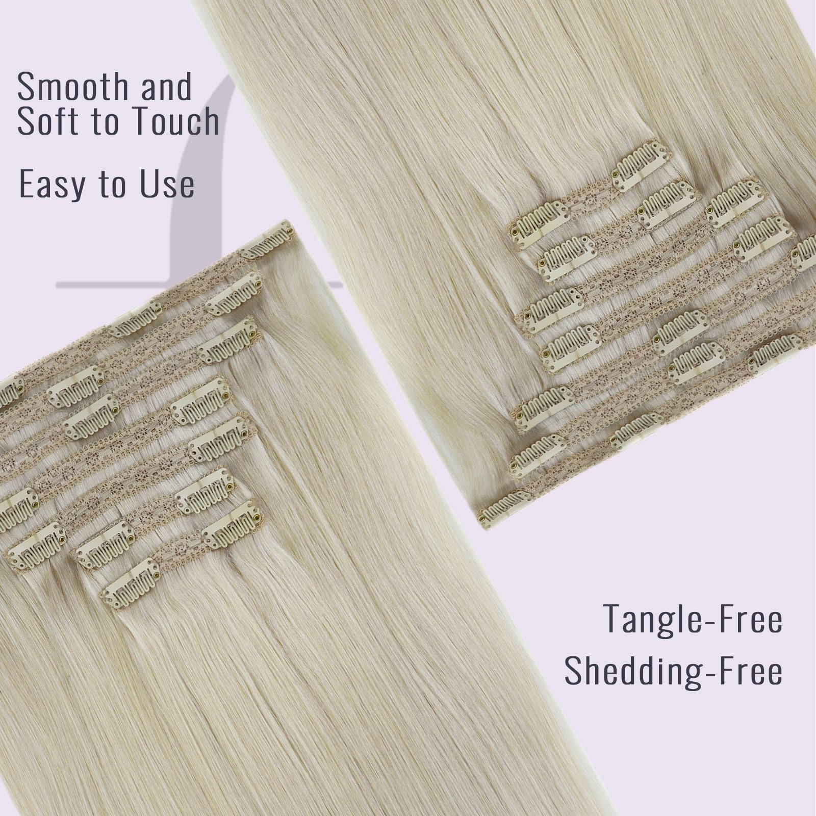 fshine Clip in Estensioni Capelli Umani 60cm 150 Gram Platino Biondo Capelli Dritti 7 Pz Estensione Dei Capelli Umani Estensione Dei Capelli Dritti Remy Clip Estensione Dei Capelli Umani