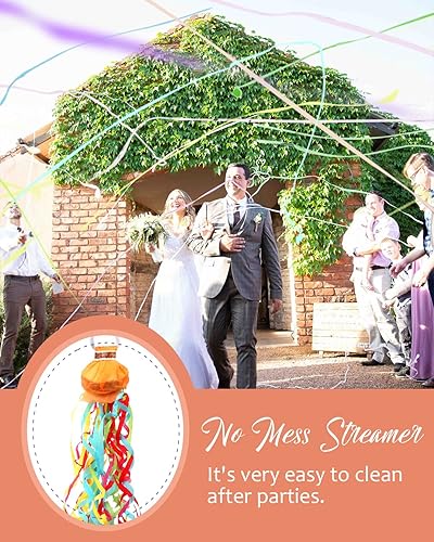 Vista 8 de BATTIFE Streamers Poppers - Galletas de confeti para lanzar a mano, sin ensuciar, para cumpleaños, bodas, fiestas, fiestas, coloridos, 16.4 pies