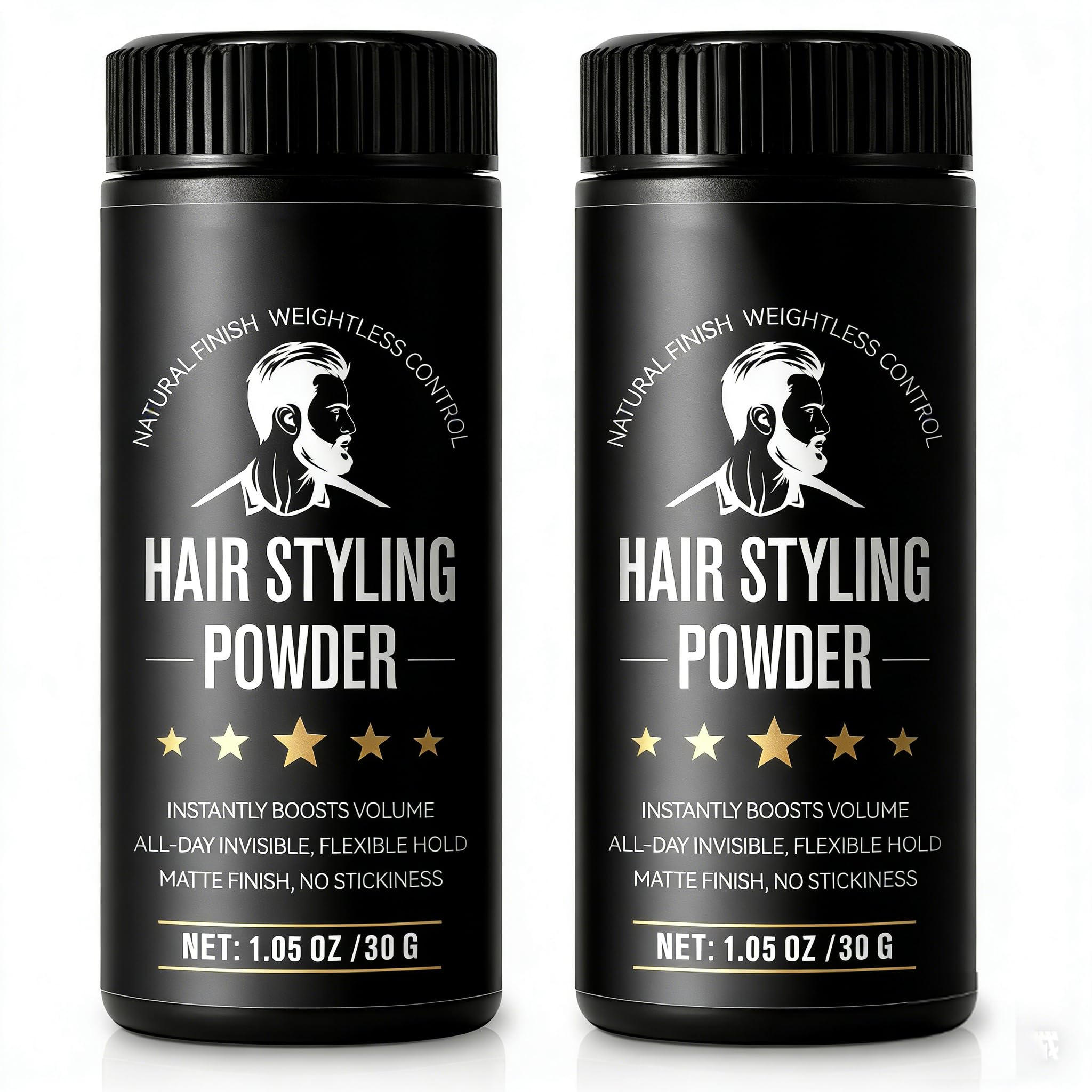 2PCS Hair Styling Powder for Men, 1.05 oz Based Texture Powder for All Hair Types with Matte Finish - Adds Volume & Texture, Strong Hold, Lightweight, Easy to Apply with No Oil or Greasy Residue