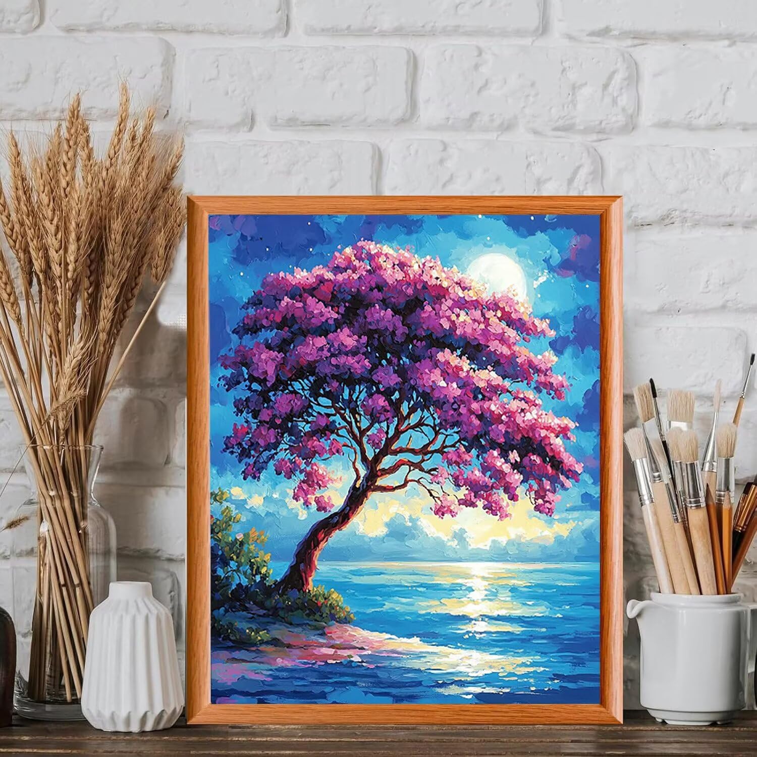 WEISHIWE Arbre lunaire Peinture Numero Adulte Kits, 60x80cm m-1122