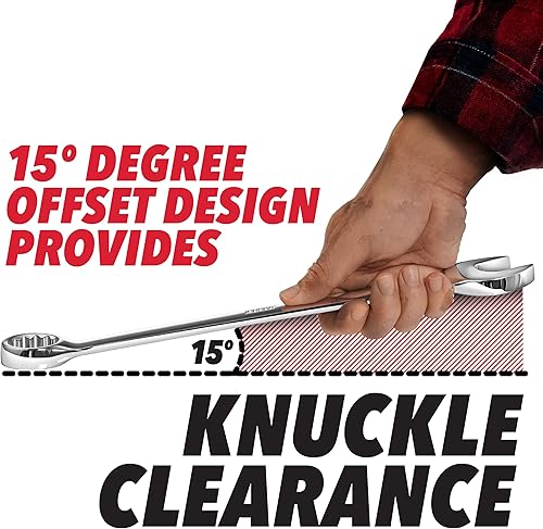 Miniatura 4 de Jaeger Llave combinada jumbo de 1 pulgada con extremo de caja de desplazamiento de 15, llave métrica resistente con extremo de caja de 12 puntos,