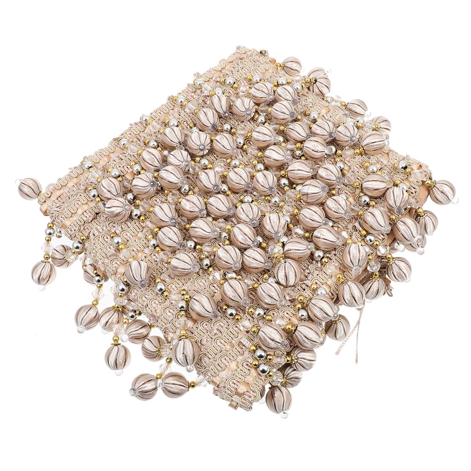 Perlenquastenanhänger Beige mit Feinem Touch, Dekorative Fransenborte | Polyesterseide und Kunststoff, für Partys und Zuhause, Bastelbedarf für Gardinenzubehör