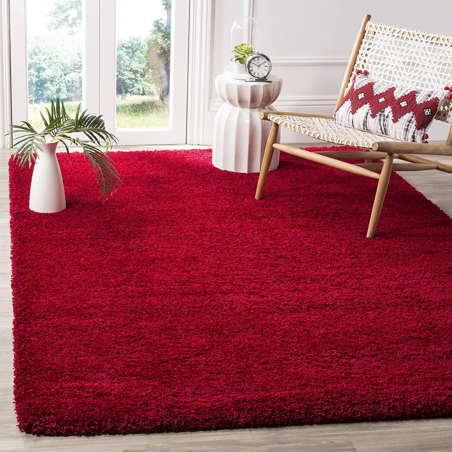 RugsValley Craft Carpets Indian Microfiber Premium Modern Design Carpet for Home & Office Floor Runner Drawing Room Hall (Color RED Size 8 X 8 Feet)