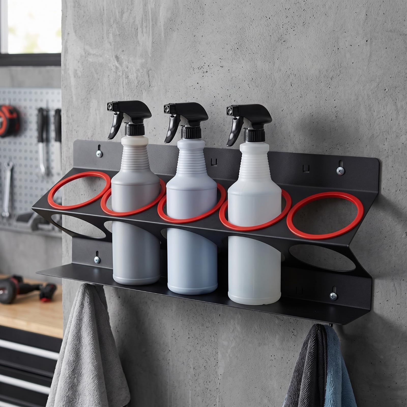 Soporte para Botellas tailing | Compacto, Estante para Herramientas Lavado Auto, Garaje