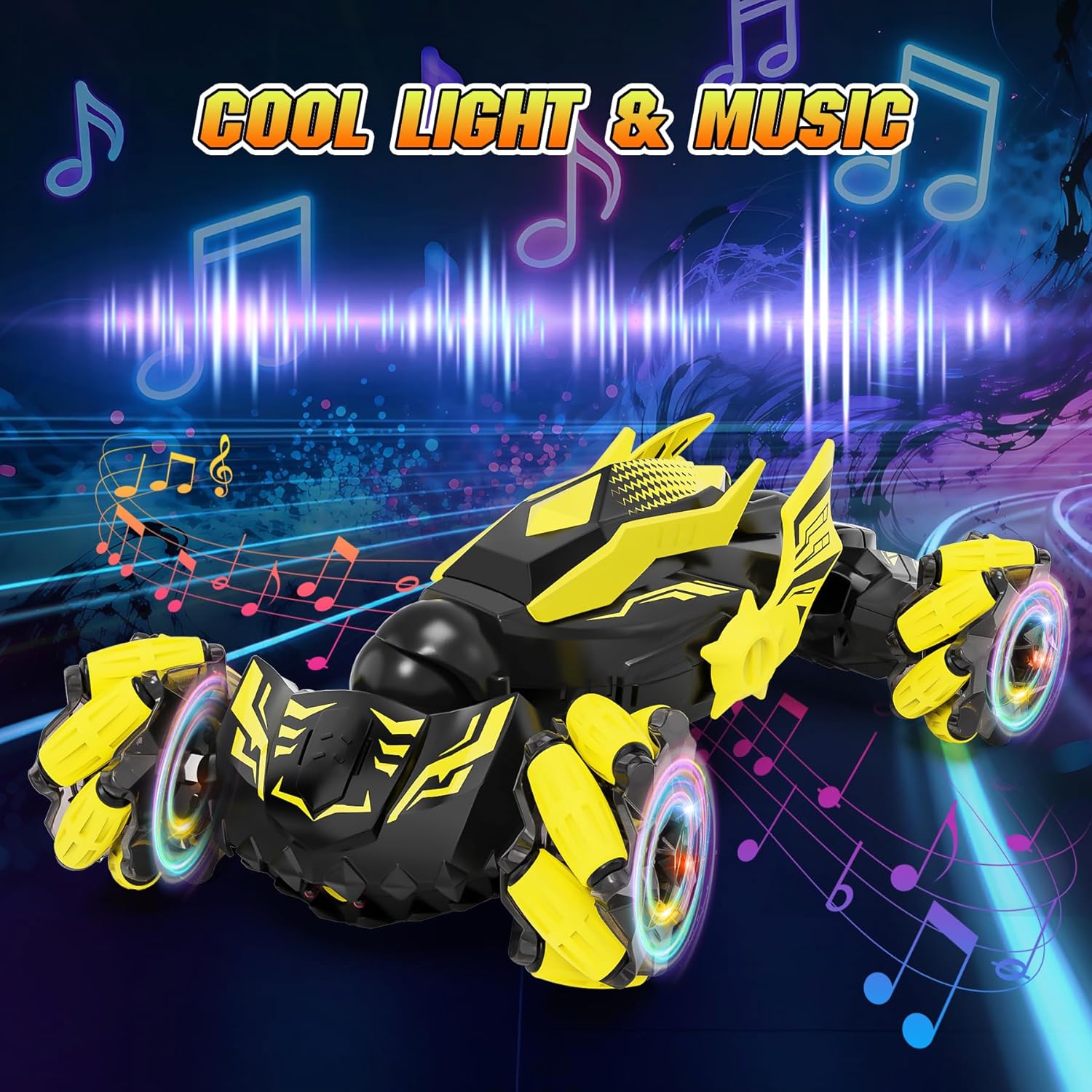 Gesture Sensing RC Stunt Car, 2.4GHz 4WD Remote Control Car Toys for Boys 6-12 Years Old, Hand Controlled Remote Drift Twist 360° Rotation Cars with Lights and Music, Christmas Birthday Gifts for Kids