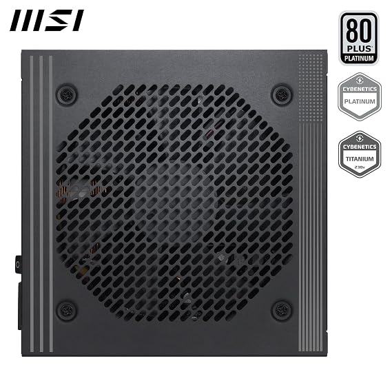 MSI PRO A1000PL PCIE5, Fully Modular Gaming 1000W Power Supply, 80+ Platinum, 12V-2x6 Cables, Server-Grade Capacitor, ATX 3.1 & PCIe 5.1 Ready, Low-Noise, Embossed Jacket Cables,