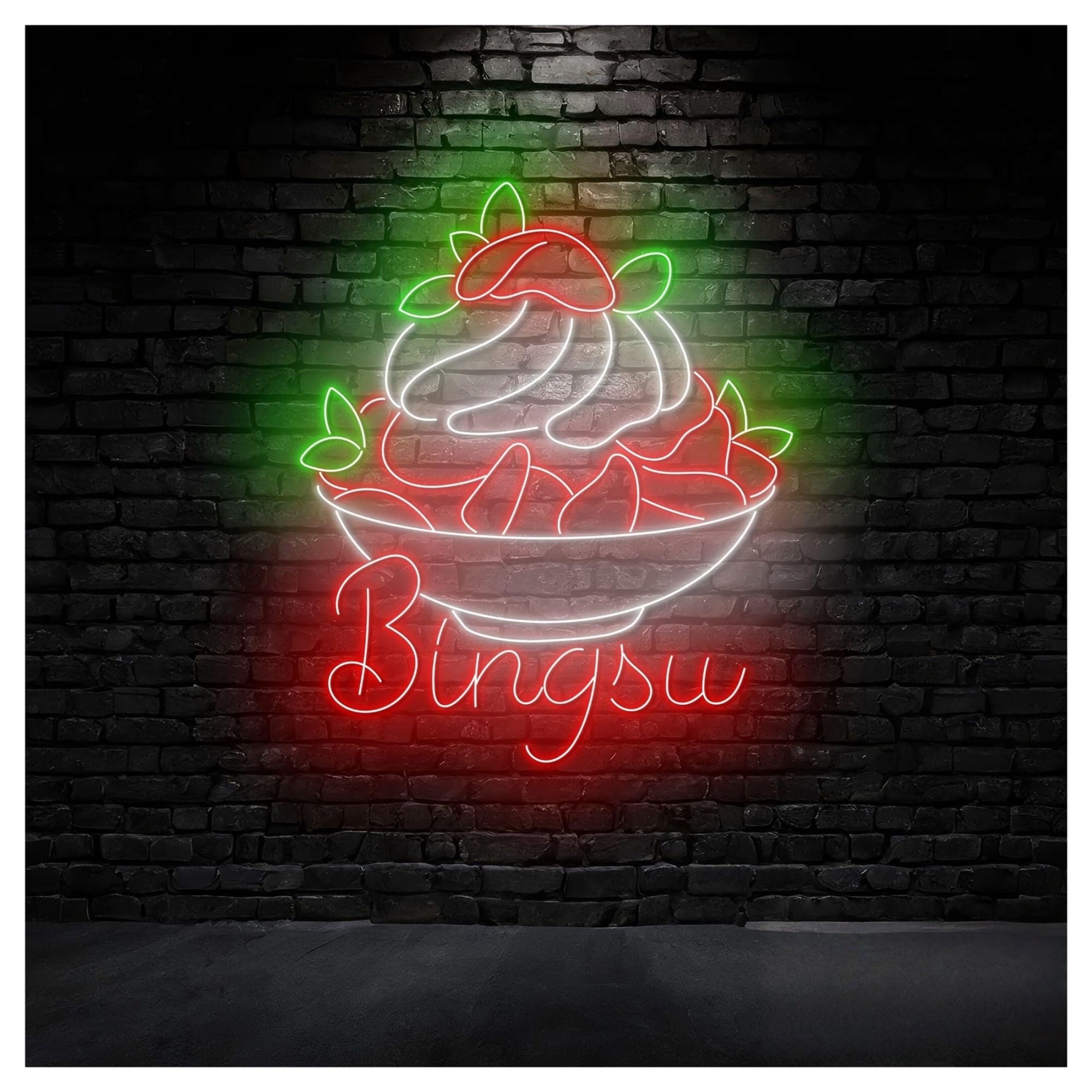 RONGCH Hanging Art Neon Signs Shaved Ice Neon Sign, Suitable for Desserts Shop Wall Decor with Dimmable 55cm