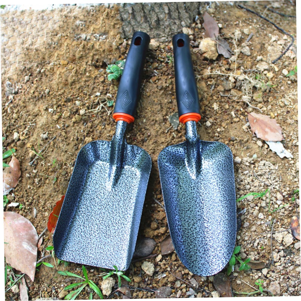 2pcs Iron Garden Shovel Thick Soil Loosening Tools for Balcony and Garden Planting Lightweight Comfortable Grip for Transplanting and Weeding