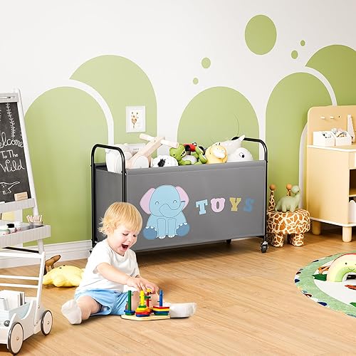 Miniatura 8 de GRANNY SAYS Caja de juguetes para niños y niñas, almacenamiento extra grande con ruedas, organizador de almacenamiento de juguetes de metal para