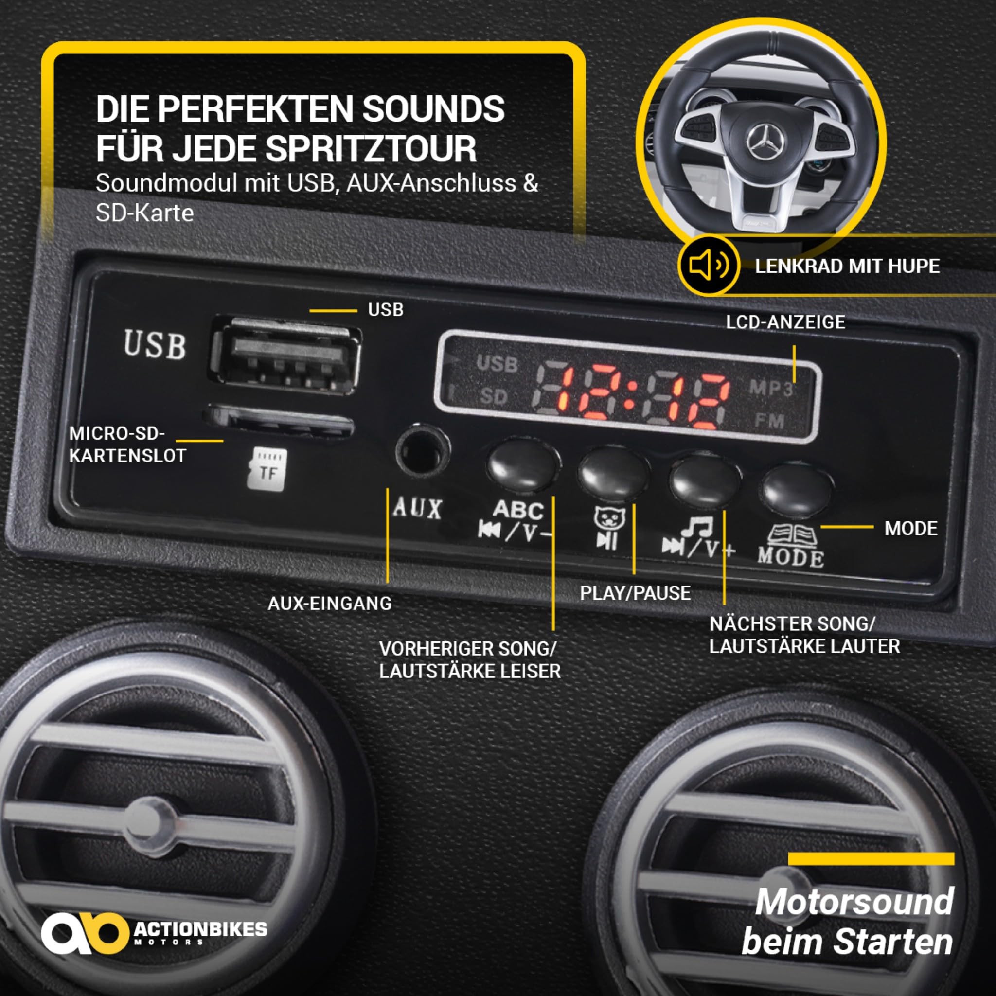Actionbikes Motors Kinder Elektroauto Mercedes Benz AMG GLC 63S Coupé | Fernbedienung mit First Funktion - Lizenziert - Kinderauto elektrisch - Elektrofahrzeuge - Auto für Kinder ab 3 Jahre (Weiß)