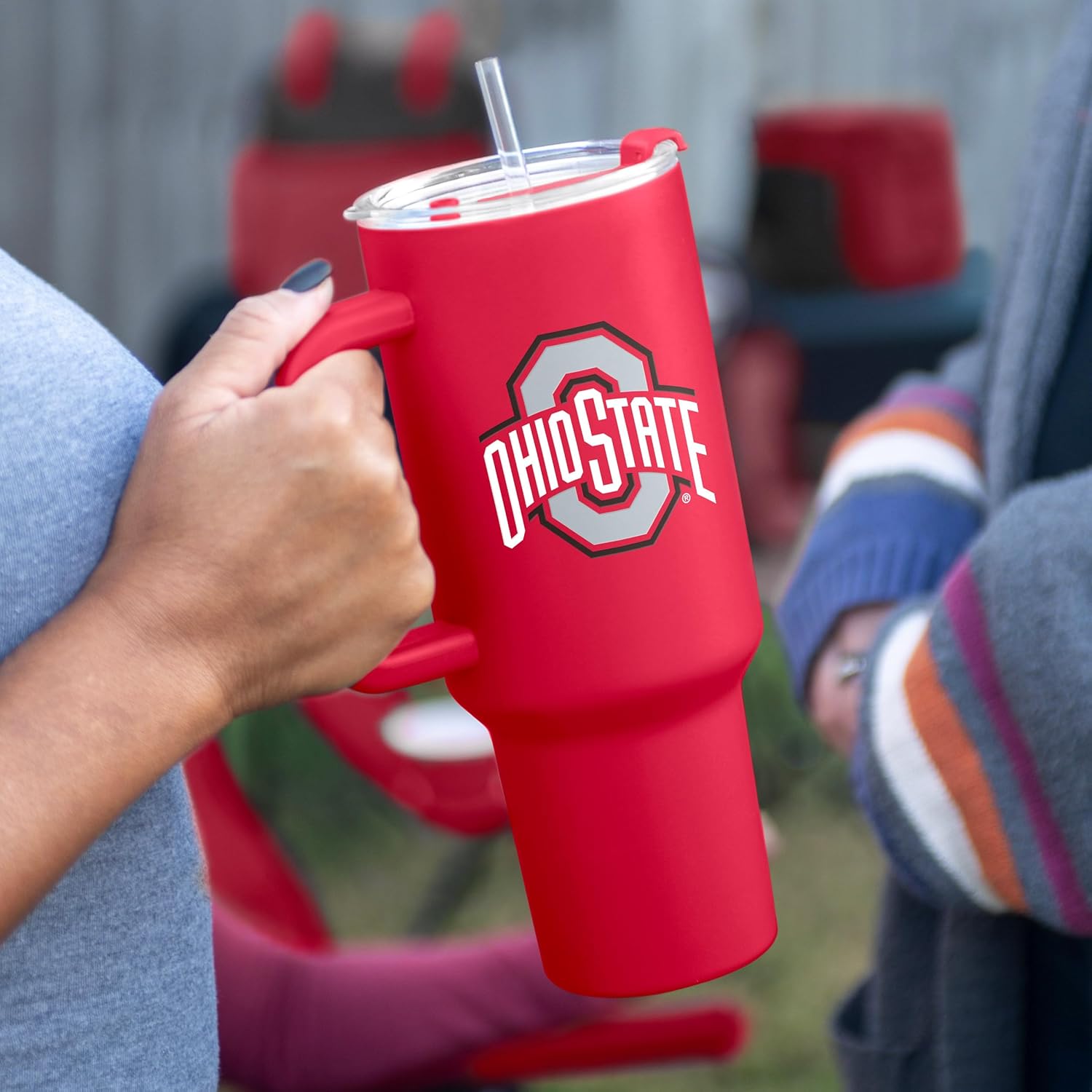 Logo Brands NCAA 40 oz Tumbler with Handle -Stainless Steel Insulated Travel Tumbler with Straw Lid – Powder Coated, Leak-Resistant, Keeps Drinks Hot/Cold – Great for Tailgating, or Everyday Use - Image 3