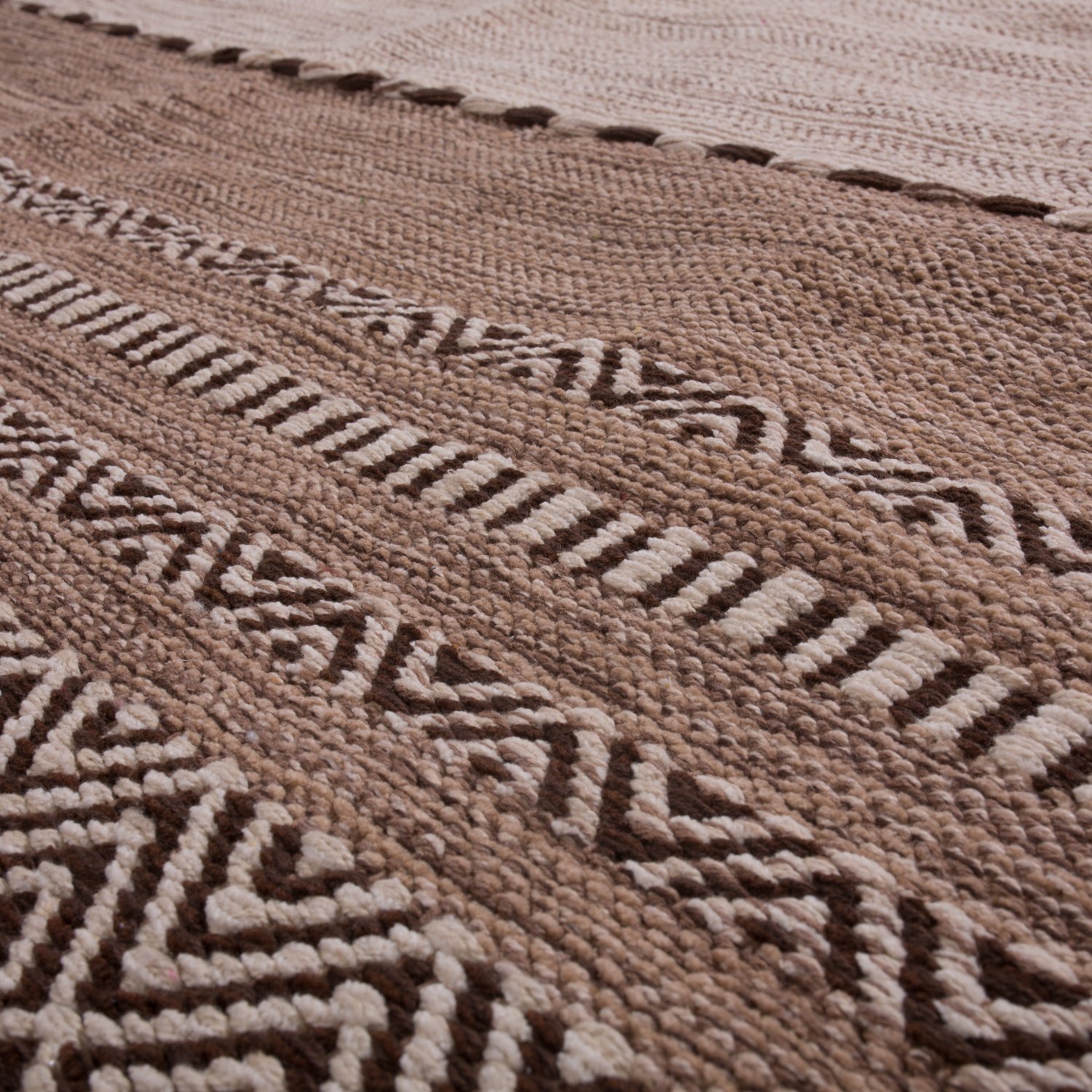 TT Home Tappeto di design Kelim intessuto a mano, in cotone al 100% con motivo moderno, beige, Dimensione:120x170 cm