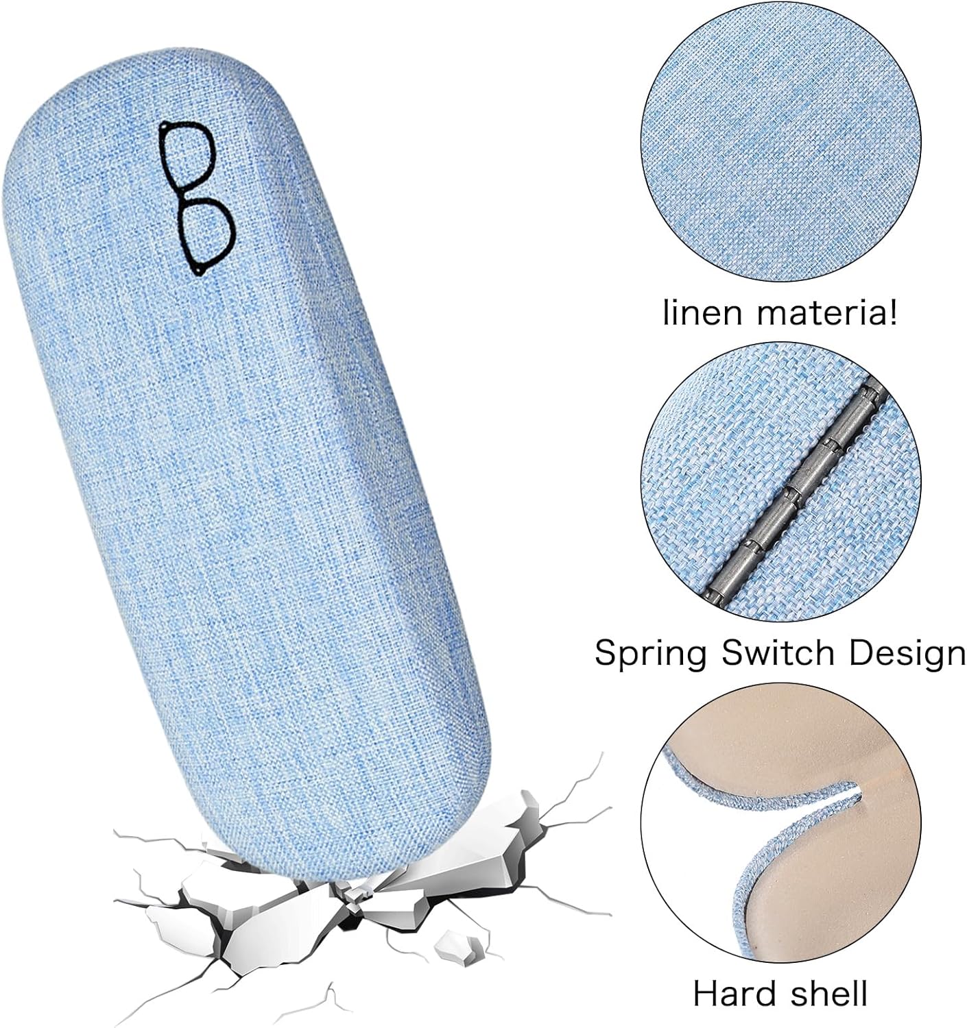 20 Pcs Hard Shell Glasses Case Bulk Linen Fabrics Protective Eyeglasses Case Eye Glasses Unisex Sunglasses Protector