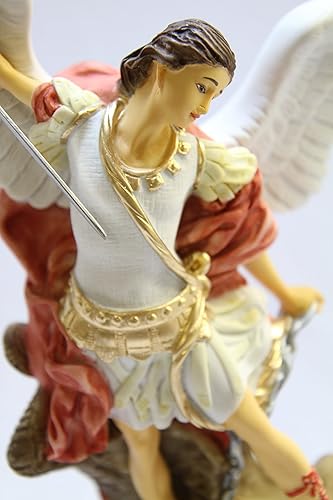 Miniatura 4 de Estatua católica italiana de San Miguel Arcángel, de 16 pulgadas, escultura religiosa, colección Vittoria, hecha en Italia, pintada a mano