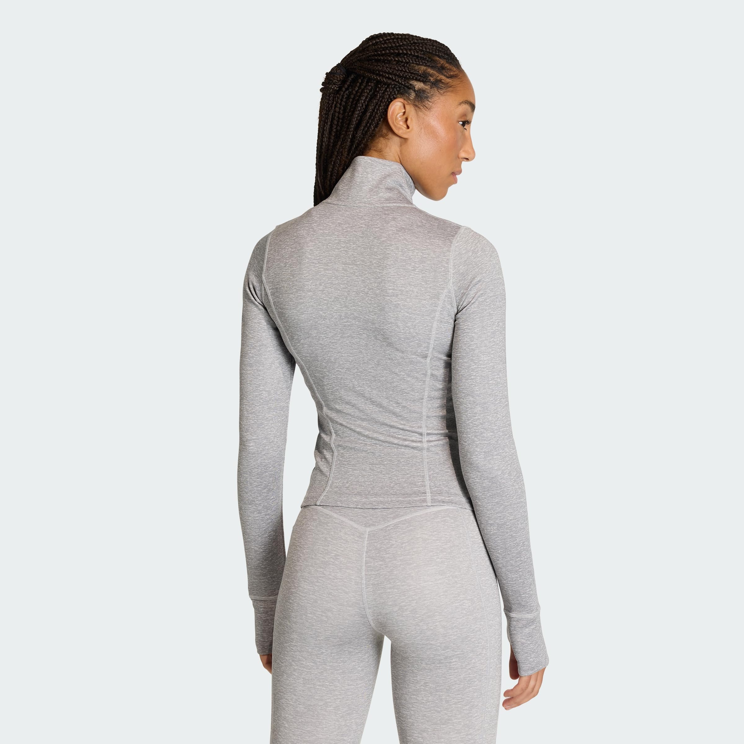 adidas Kobiety Workout Essentials Heather Zip Through Sweatshirt, grey two mel, L