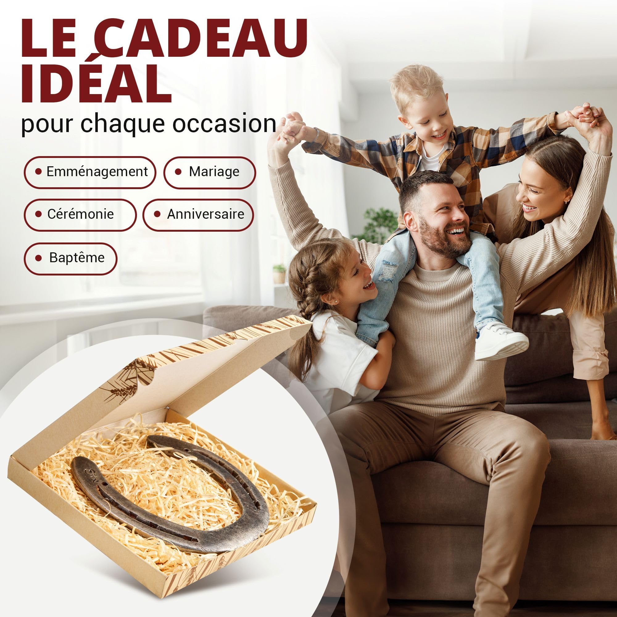 PURAJA Fer à Cheval Cadeau | Véritable Fer à Cheval porté | Porte-Bonheur pour Un Anniversaire, Un emménagement, Une fête, Un Mariage, Un baptême ou Une Naissance | avec Certificat d'authenticité
